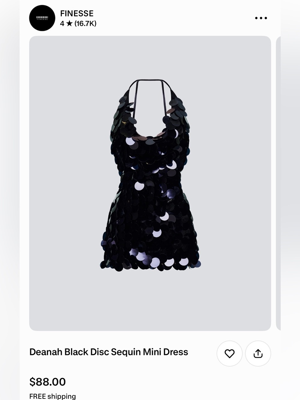 Black Disc Sequin Mini Dress